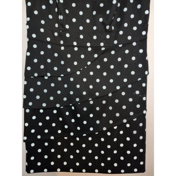 Signature Sabrina Formal Career Pencil Polka Dot Sleeveless Black Blue 16W Dress - Picture 10 of 11